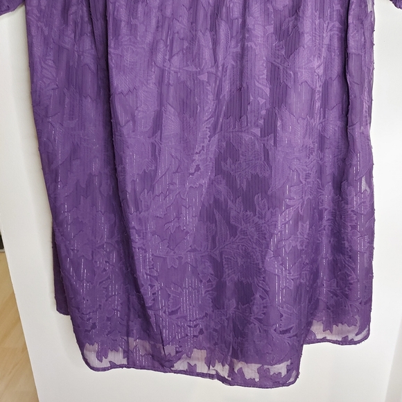 Addition Elle Purple Floral Balloon Sleeve Dress - Picture 2 of 13